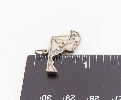 925 Sterling Silver Vintage Pendant Classic Maryland State Map Charm  PT25457
