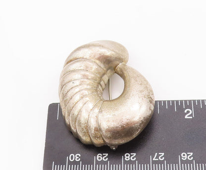 925 Sterling Silver Vintage Brooch Pin BETH MOSKOWITZ Domed Carved Shell BP10798