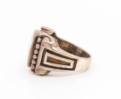 925 Sterling Silver Vintage Ring Mother Of Pearl Statement Band  Sz 7  RG35180