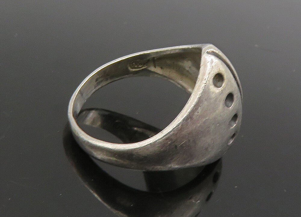 925 Sterling Silver  Vintage Dotted Detail Pointed Band Ring Sz 6  RG22791