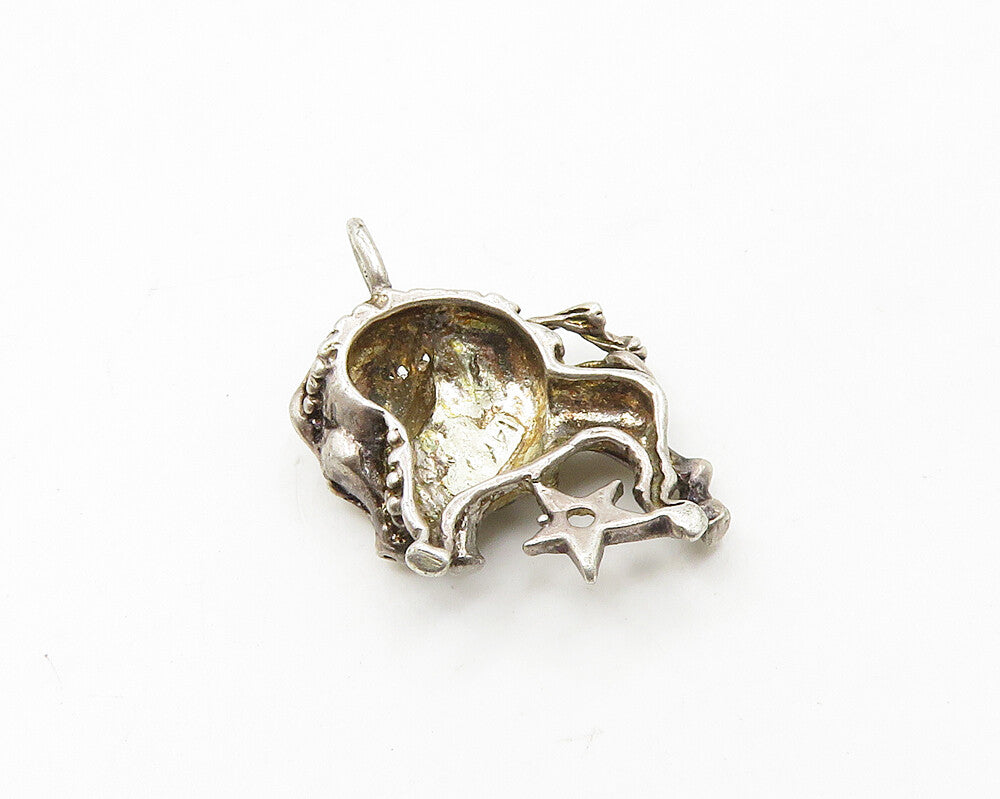 925 Sterling Silver  Vintage Petite Dark Tone Bull & Star Pendant  PT13831