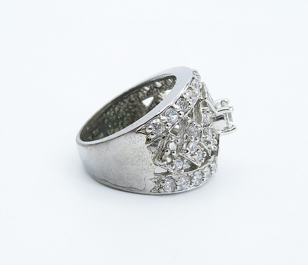 ROSS SIMON 925 Silver  Vintage Sparkling Cubic Zirconia Band Ring Sz 5  RG8572