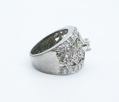 ROSS SIMON 925 Silver  Vintage Sparkling Cubic Zirconia Band Ring Sz 5  RG8572