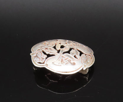 T.J.H IRELAND 925 Silver  Vintage Openwork Carved Dome Brooch Pin  BP10082