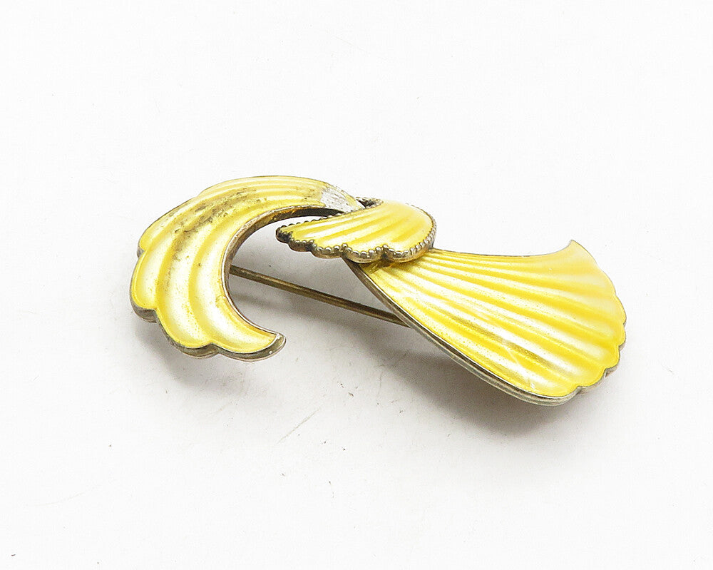 ELVIK & CO. NORWAY 925 Silver  Vintage Enamel Coated Ribbon Brooch Pin  BP4142