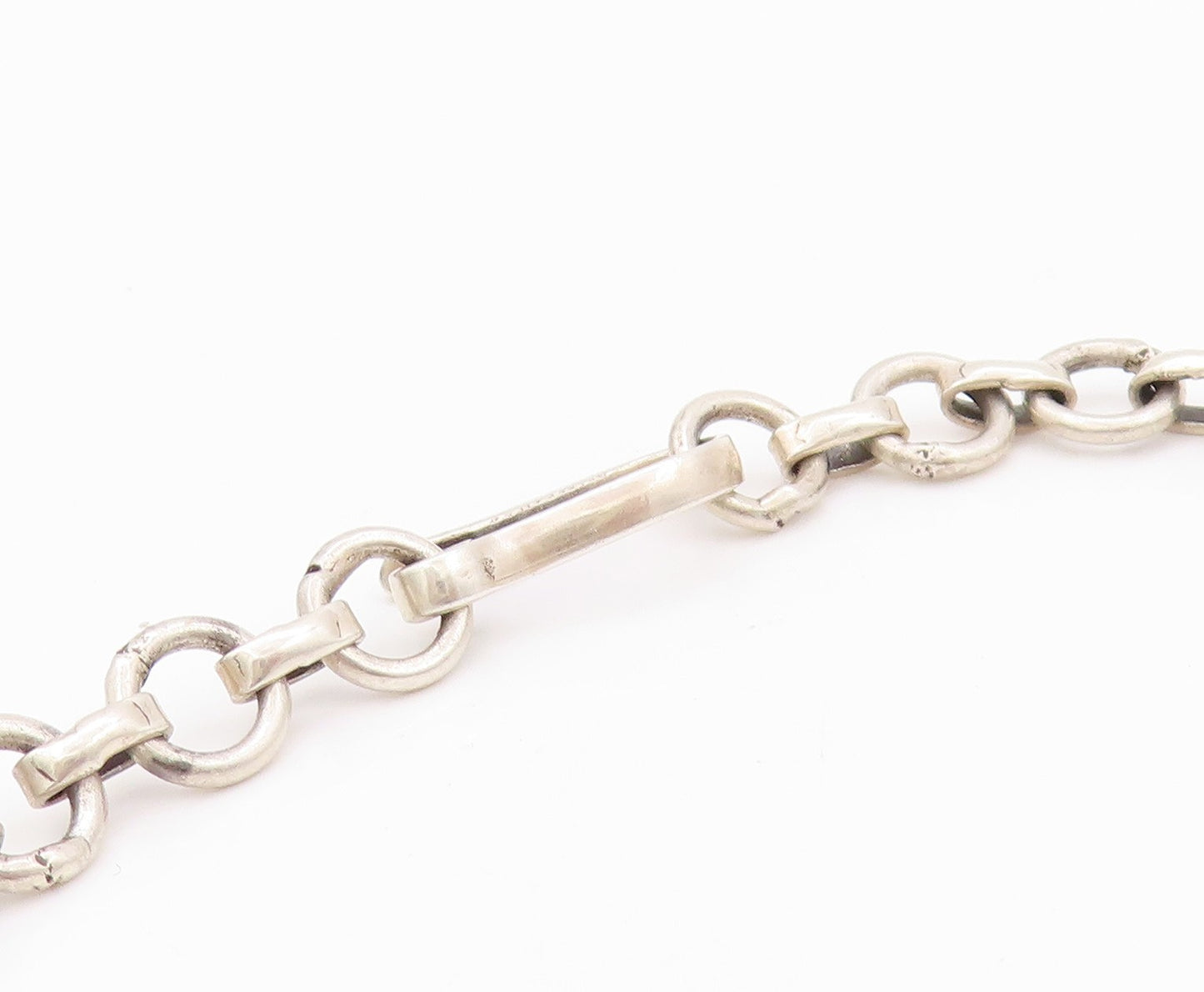 925 Sterling Silver Vintage Necklace Designer Sphere And Square Cutouts NE4529