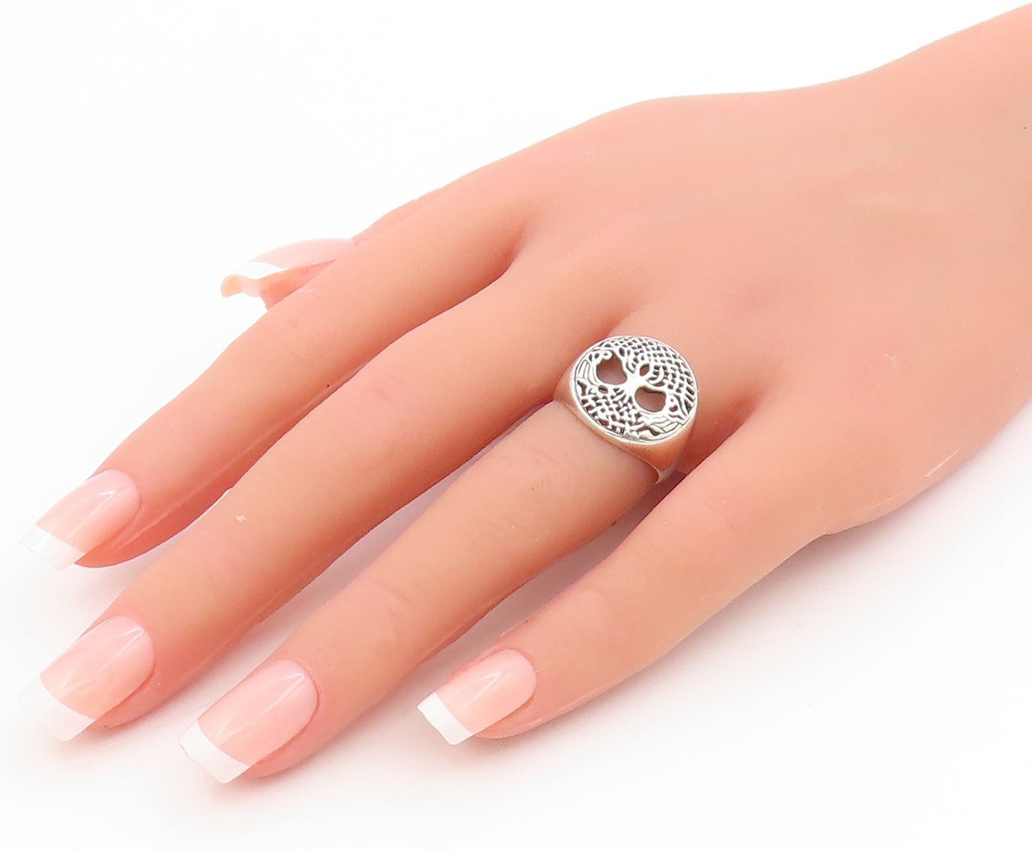 925 Sterling Silver Vintage Ring Celtic Tree Of Life Cut Out Band  Sz 6  RG34092
