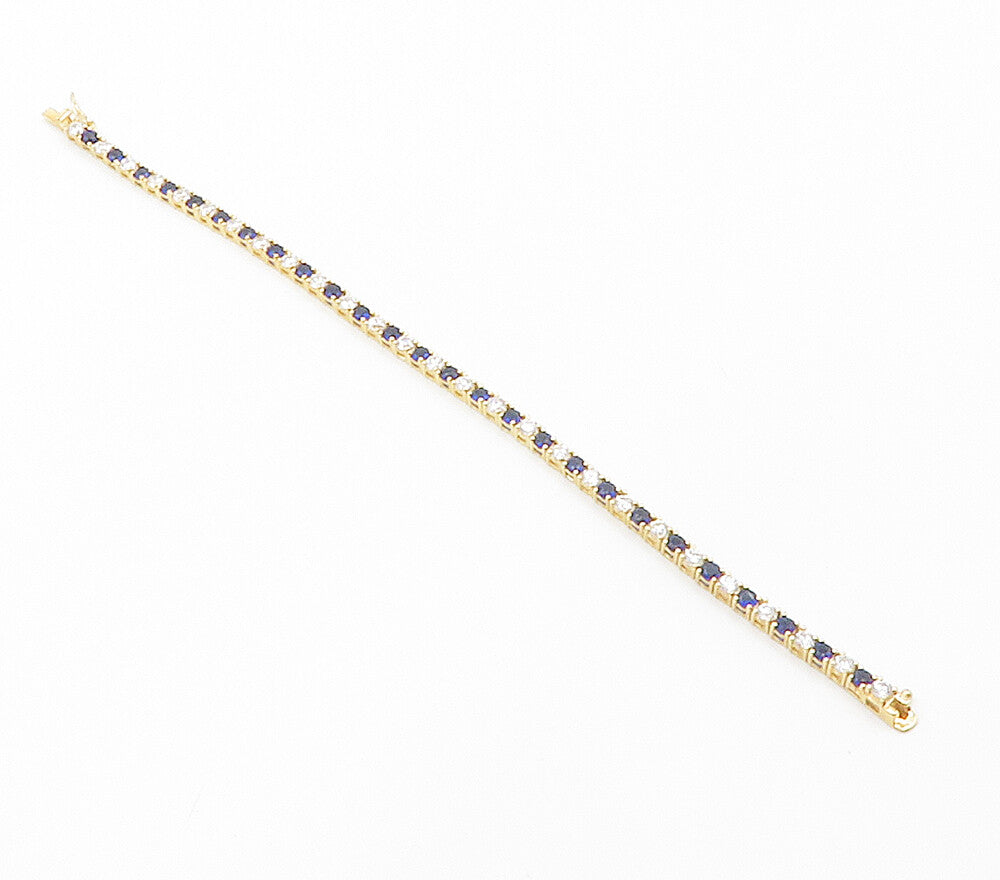 ROSS SIMON 925 Silver  Cubic Zirconia & Blue Topaz Chain Bracelet  BT5932