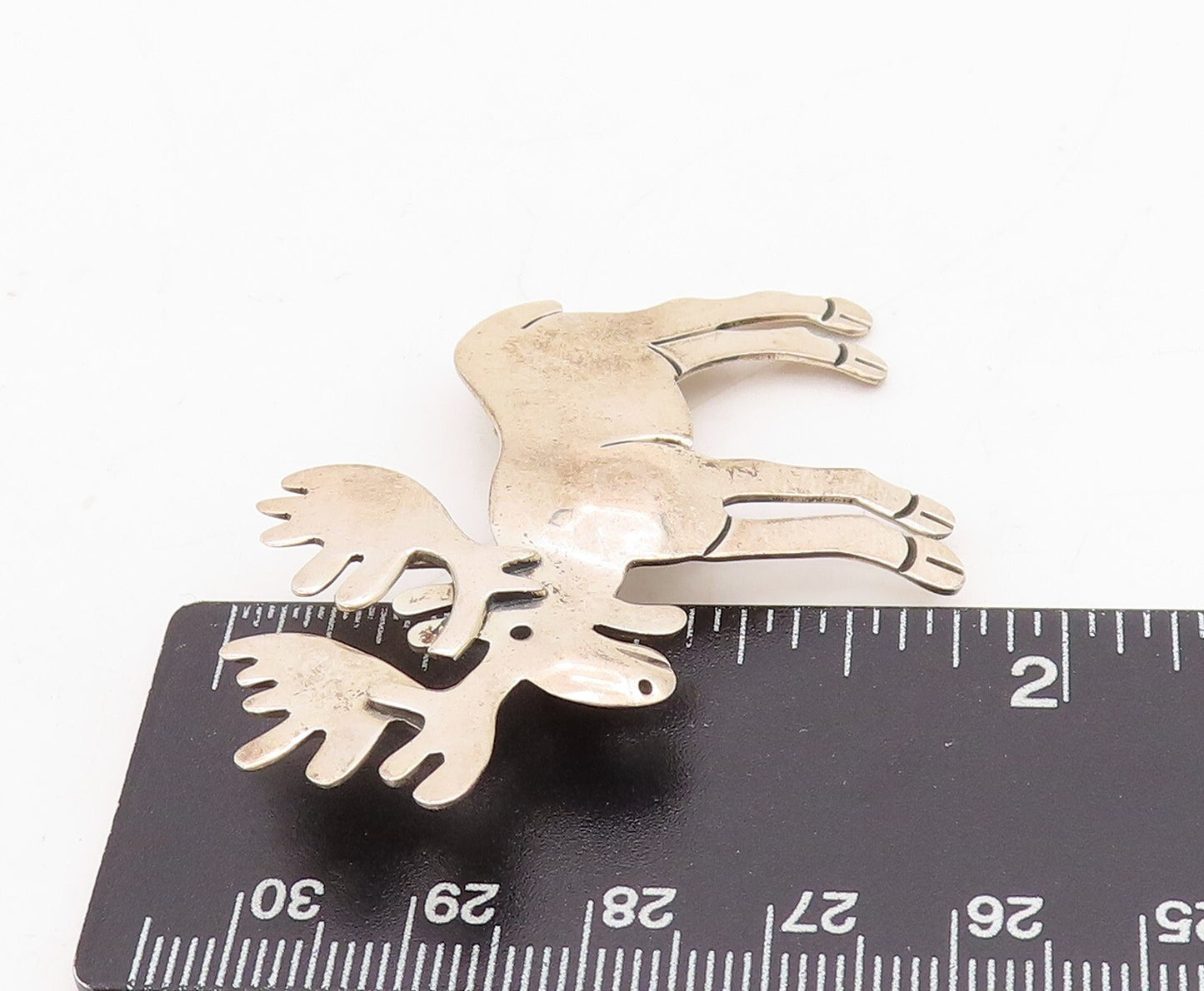 925 Sterling Silver Vintage Brooch Designer Cutout Reindeer  BP11499