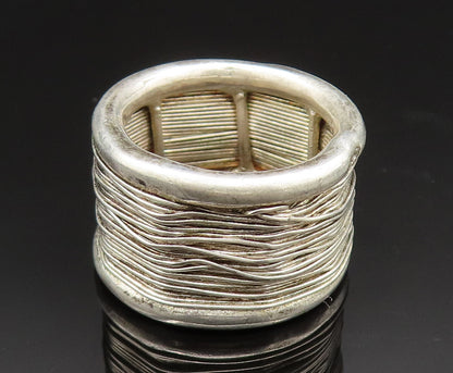 925 Sterling Silver  Vintage Wire Wrapped Wide Band Ring Sz 7.5  RG24835