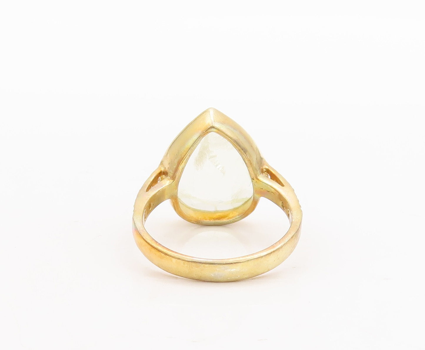 925 Sterling Silver Vintage Ring Gold Plated Drop Shape Gemstone  Sz 8  RG29486