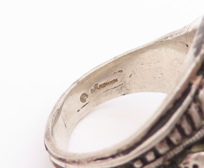 925 Sterling Silver Vintage Ring Heraldic Lion Rampant Shield  Sz 10  RG34402