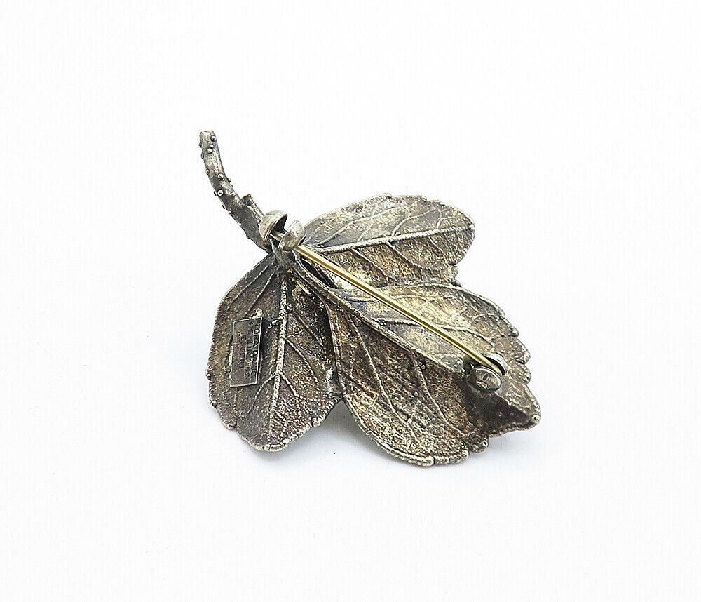 FLORA DANICA DENMARK 925 Silver  Vintage Sculpted Flower Brooch Pin  BP2667