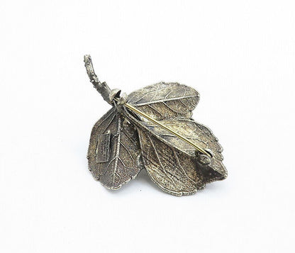 FLORA DANICA DENMARK 925 Silver  Vintage Sculpted Flower Brooch Pin  BP2667