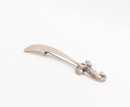 925 Sterling Silver Vintage Brooch Pin Solid Cutout Beaded Sward  BP11096