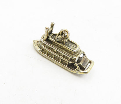 925 Sterling Silver  Vintage Petite Hollow Ferry Boat Drop Pendant  PT6428