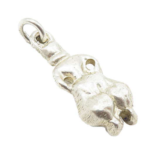 925 Sterling Silver  Vintage Petite Shiny Hollow Figure Drop Pendant  PT6857