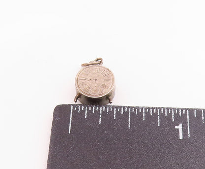925 Sterling Silver Vintage Petite Dark Tone Alarm Clock Pendant  PT19362