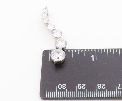 925 Sterling Silver  Vintage Shiny Cubic Zirconia Graduated Pendant  PT16681