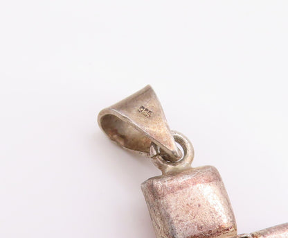 925 Sterling Silver Vintage Pendant Honey Amber Cross Medallion Charm  PT24833