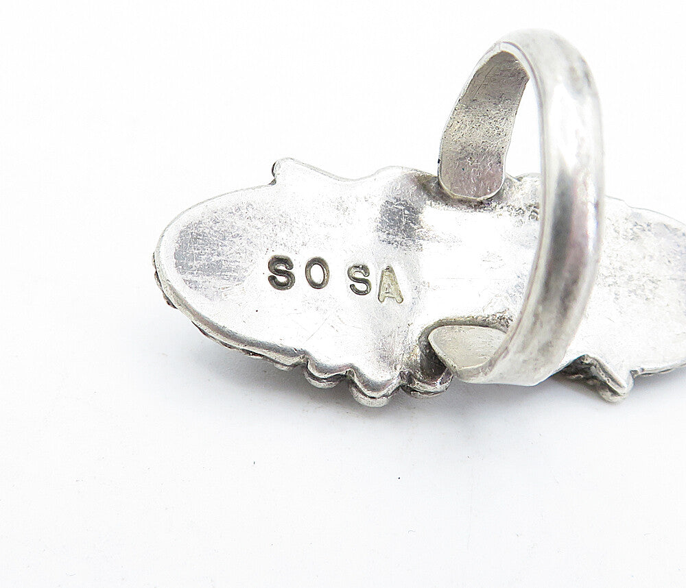 NAVAJO 925 Sterling Silver  Vintage Tiger's Eye Cocktail Ring Sz 7  RG5307