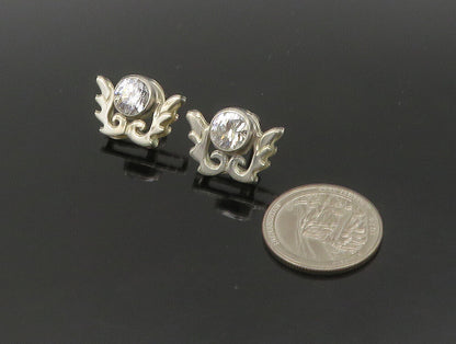 925 Sterling Silver  Vintage Cubic Zirconia Wing Motif Drop Earrings  EG11494