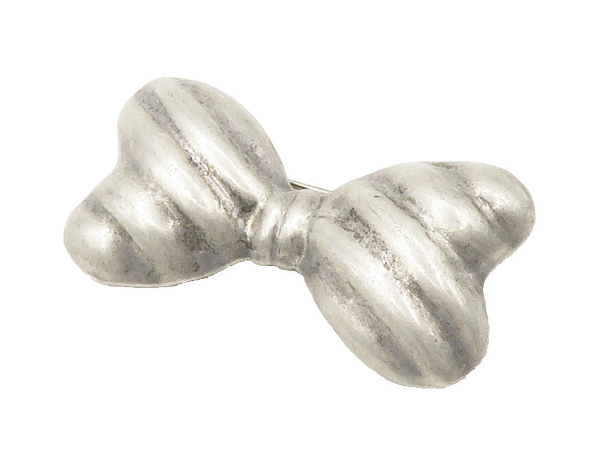 MEXICO 925 Sterling Silver  Vintage Bow Tied Ribbon Hollow Brooch Pin  BP5988