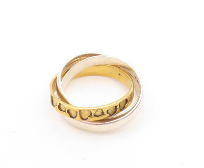 925 Sterling Silver Vintage Ring Gold Plated Heart Etched Rings  Sz 8  RG31658