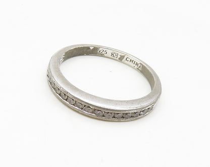 925 Sterling Silver  Petite Shiny Cubic Zirconia Band Ring Sz 9  RG17465