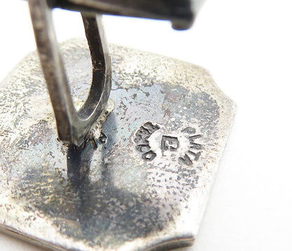 MEXICO 925 Sterling Silver Vintage Floral Detail Cuff Links  TR1335
