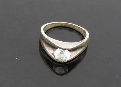 MEXICO 925 Silver  Vintage Cubic Zirconia Dome Solitaire Ring Sz 7  RG21022