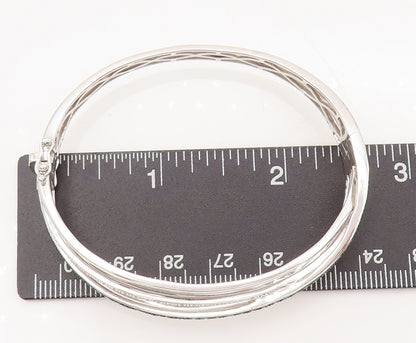 925 Silver  Vintage Blue & White Diamonds Multi Bangle Effect Bracelet  BT9961