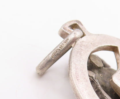 925 Sterling Silver Vintage Pendant Carved Ram Head Aries Zodiac Medal  PT25703