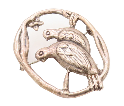 925 Sterling Silver Vintage Brooch Pin MEXICO Solid Cutout Love Birds  BP11261