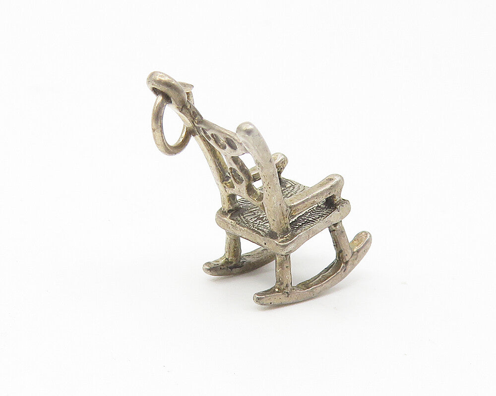 925 Sterling Silver  Vintage Petite Rocking Chair Etched Detail Pendant PT8576