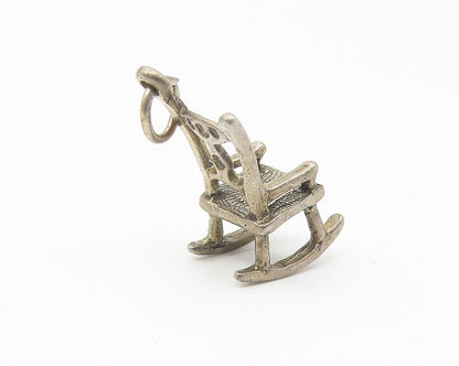 925 Sterling Silver  Vintage Petite Rocking Chair Etched Detail Pendant PT8576