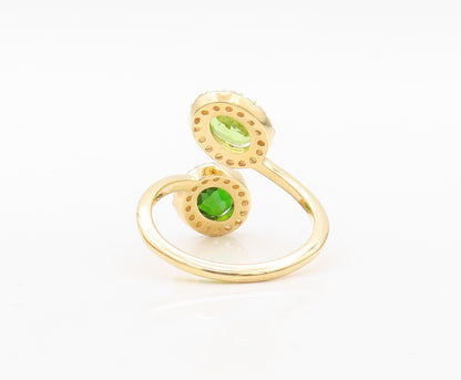 925 Sterling Silver Vintage Ring Gold Plated Bypass 2 Tone CZ  Sz 9.5 RG30479