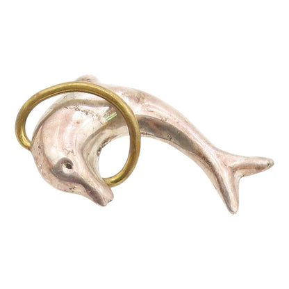 MEXICO 925 Sterling Silver  Vintage Leaping Dolphin 2 Tone Brooch Pin  BP6502