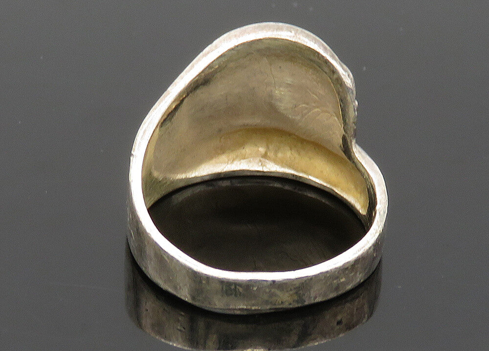 925 Sterling Silver  Vintage Dark Tone Fluted Bypass Band Ring Sz 7.5  RG20617