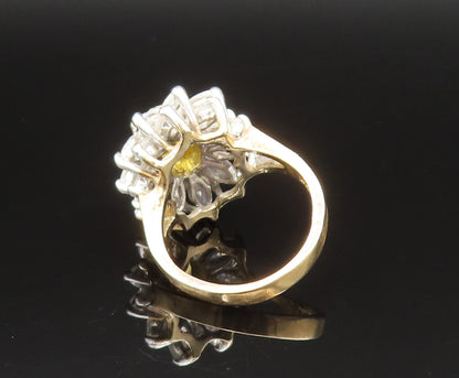 925 Sterling Silver Vintage Citrine & Cubic Zirconia Flower Ring Sz 7.5  RG25496