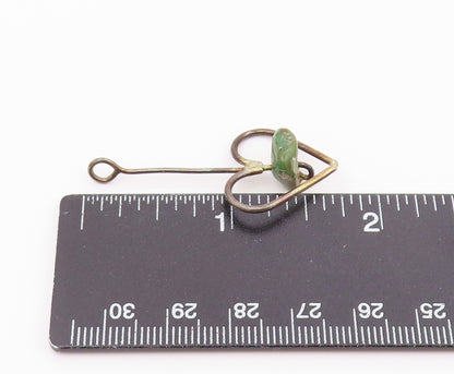925 Sterling Silver  Vintage Open Love Heart & Jasper Hook Pendant  PT21430