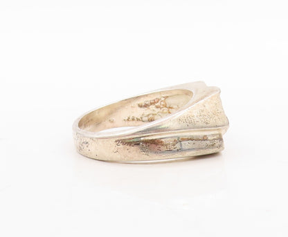 925 Sterling Silver Vintage Ring Antique CZ Band Design Carved  Sz 11  RG31681