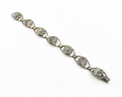 FIR MUNKSGAARD DENMARK 925 Silver Vintage Floral Swirl Chain Bracelet BT4903