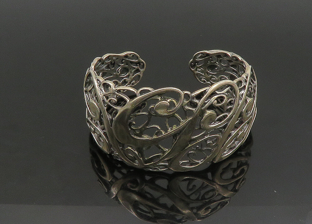 CAROLYN POLLACK 925  Silver  Vintage Shiny Swirl Vine Cuff Bracelet  BT9158