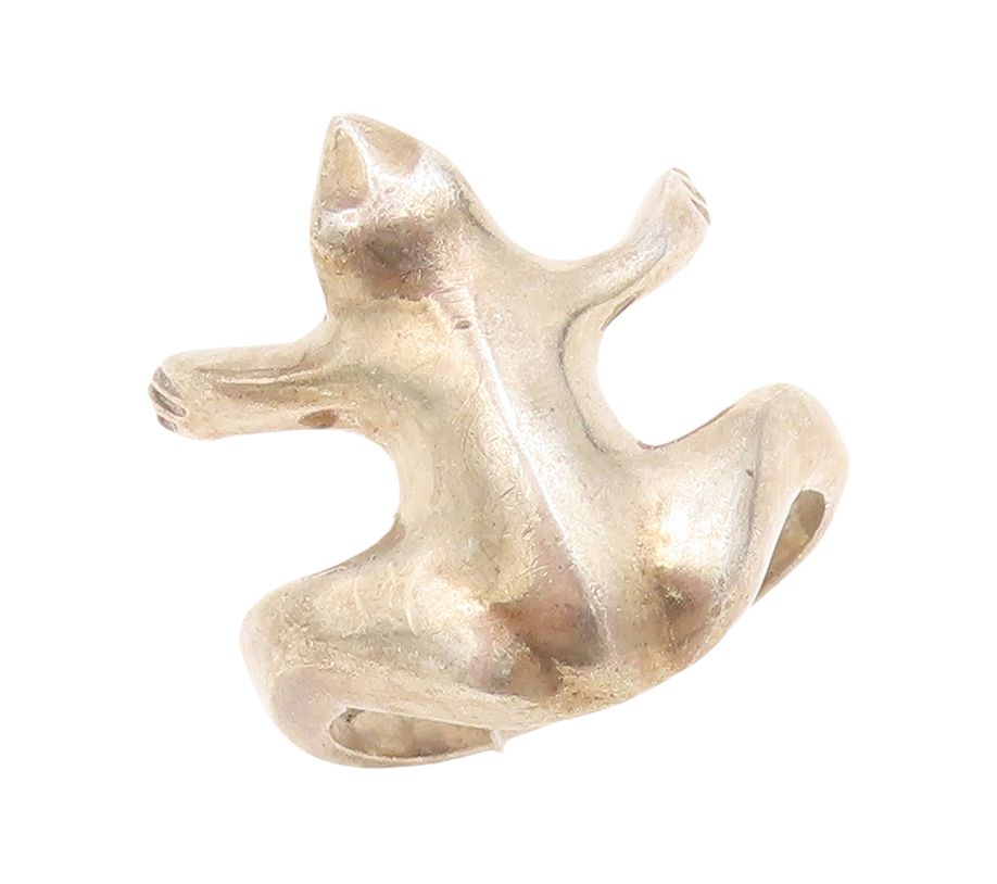925 Sterling Silver Vintage Ring Cutout Jumping Frog  Sz 7  RG31687