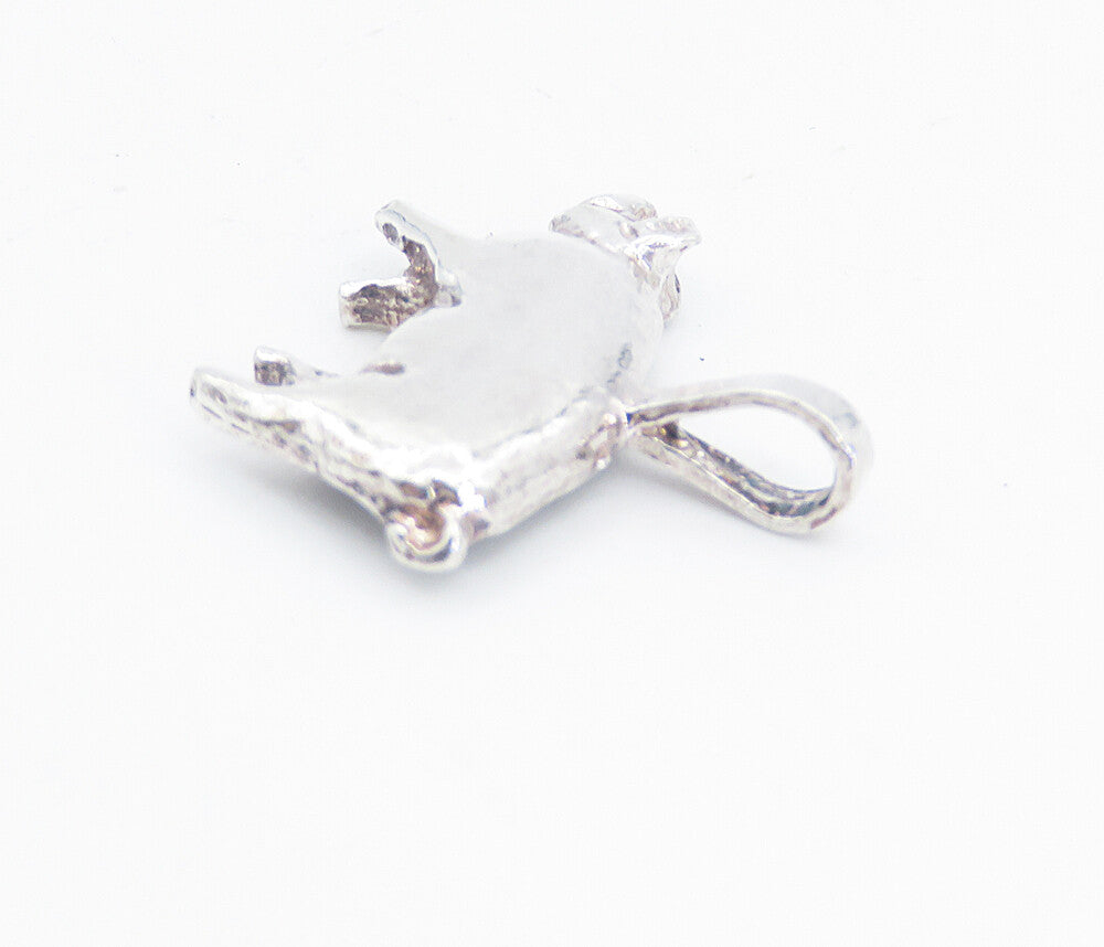 925 Sterling Silver  Vintage Shiny Petite Pig Farm Animal Pendant  PT6192