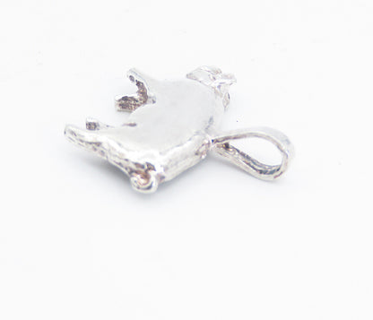 925 Sterling Silver  Vintage Shiny Petite Pig Farm Animal Pendant  PT6192