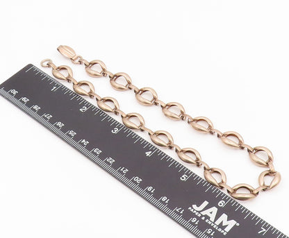 925 Sterling Silver Vintage Necklace Elegant Puffed Mariner Link Choker  NE4833