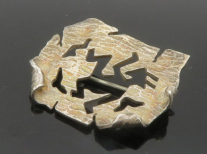 925 Sterling Silver  Vintage Modernist Cutout Figure Brooch Pin  BP5616