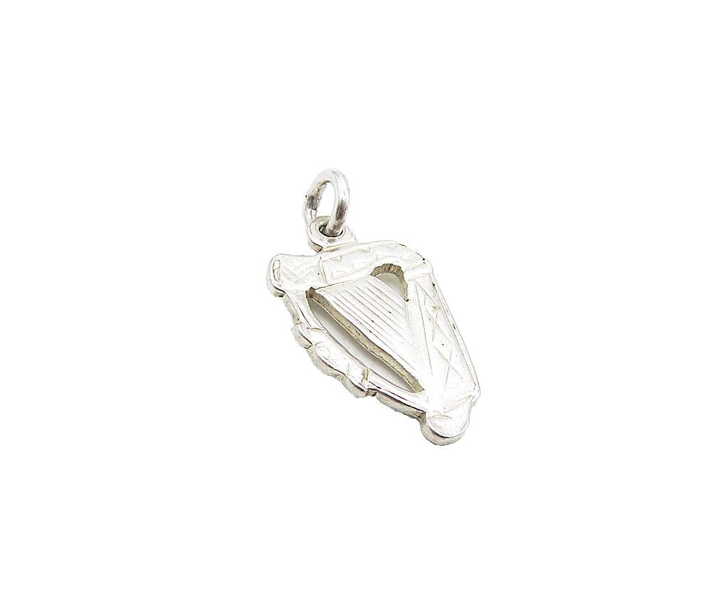 925 Sterling Silver  Vintage Petite Harp Musical Instrument Pendant  PT6821